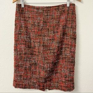 J. Crew No. 2 Pencil Skirt pink, coral, violet purple, brown tweed skirt, size 8